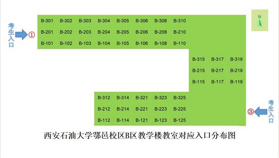 B区教学楼入口分布图
